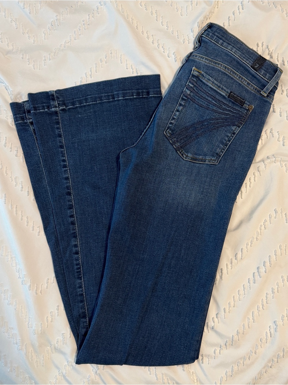 7 For All Mankind Dark Blue Flared Jeans